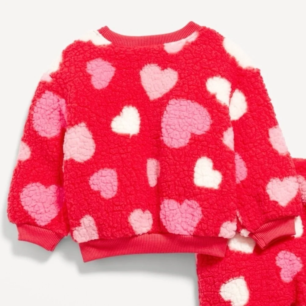 Red and Pink Heart Sherpa Fleece Sweatshirt